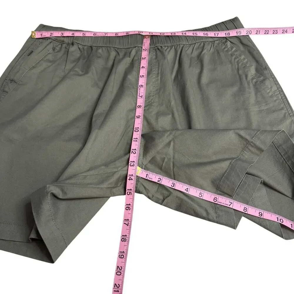 Men's Pact Green Organic‎ Cotton Drawstring Elastic Waist Twill Casual Short XXL